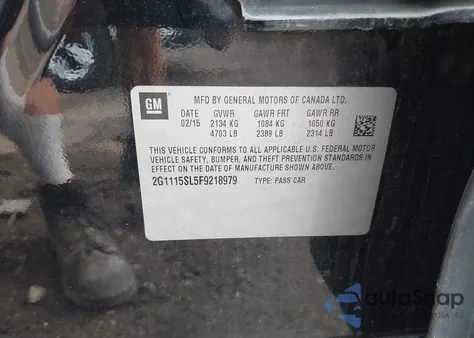 2015 Chevrolet Impala 1Lt z USA, uszkodzony, nr VIN 2G1115SL5F9218979